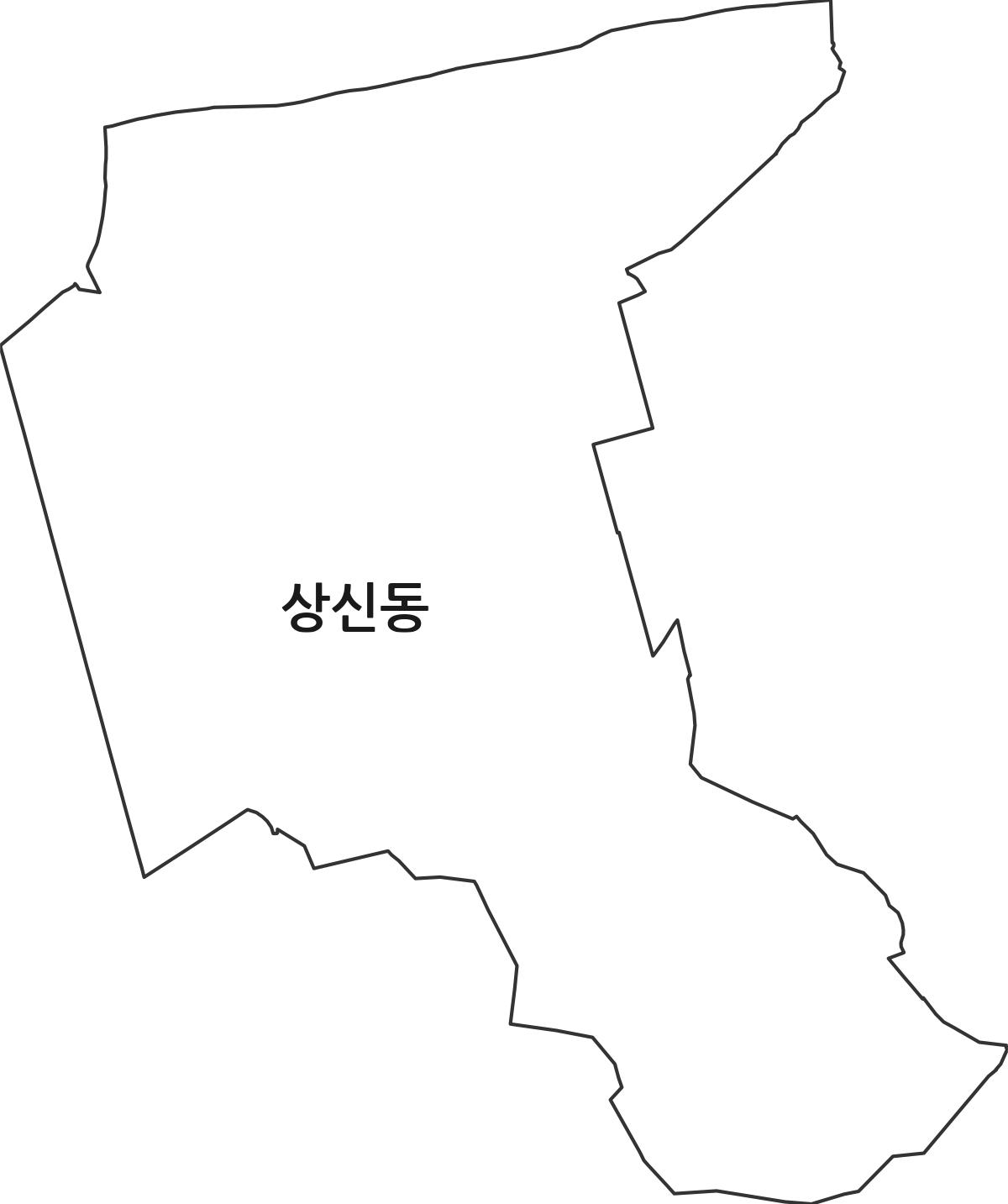 충청북도 청주시 흥덕구 상신동 법정동 행정구역 경계 지도