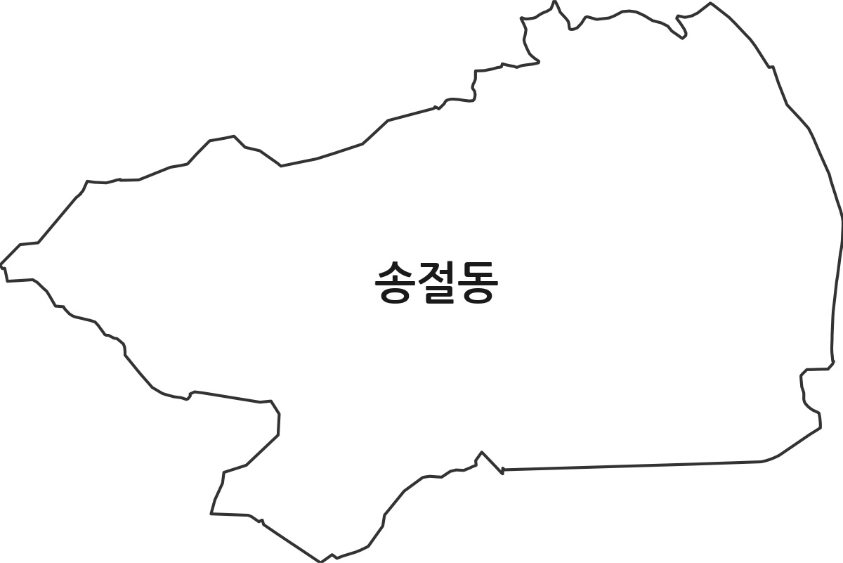 충청북도 청주시 흥덕구 송절동 법정동 행정구역 경계 지도