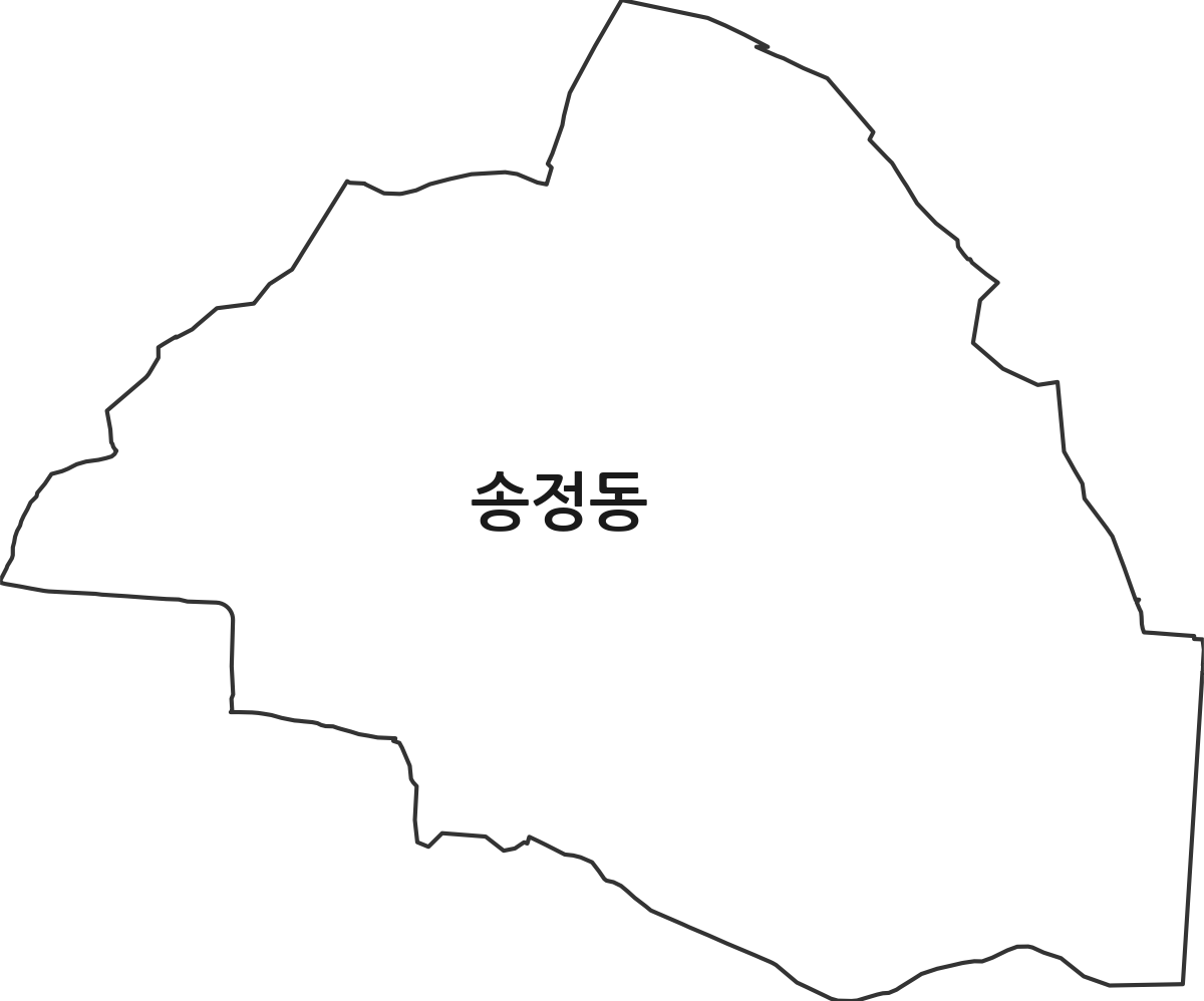 충청북도 청주시 흥덕구 송정동 법정동 행정구역 경계 지도