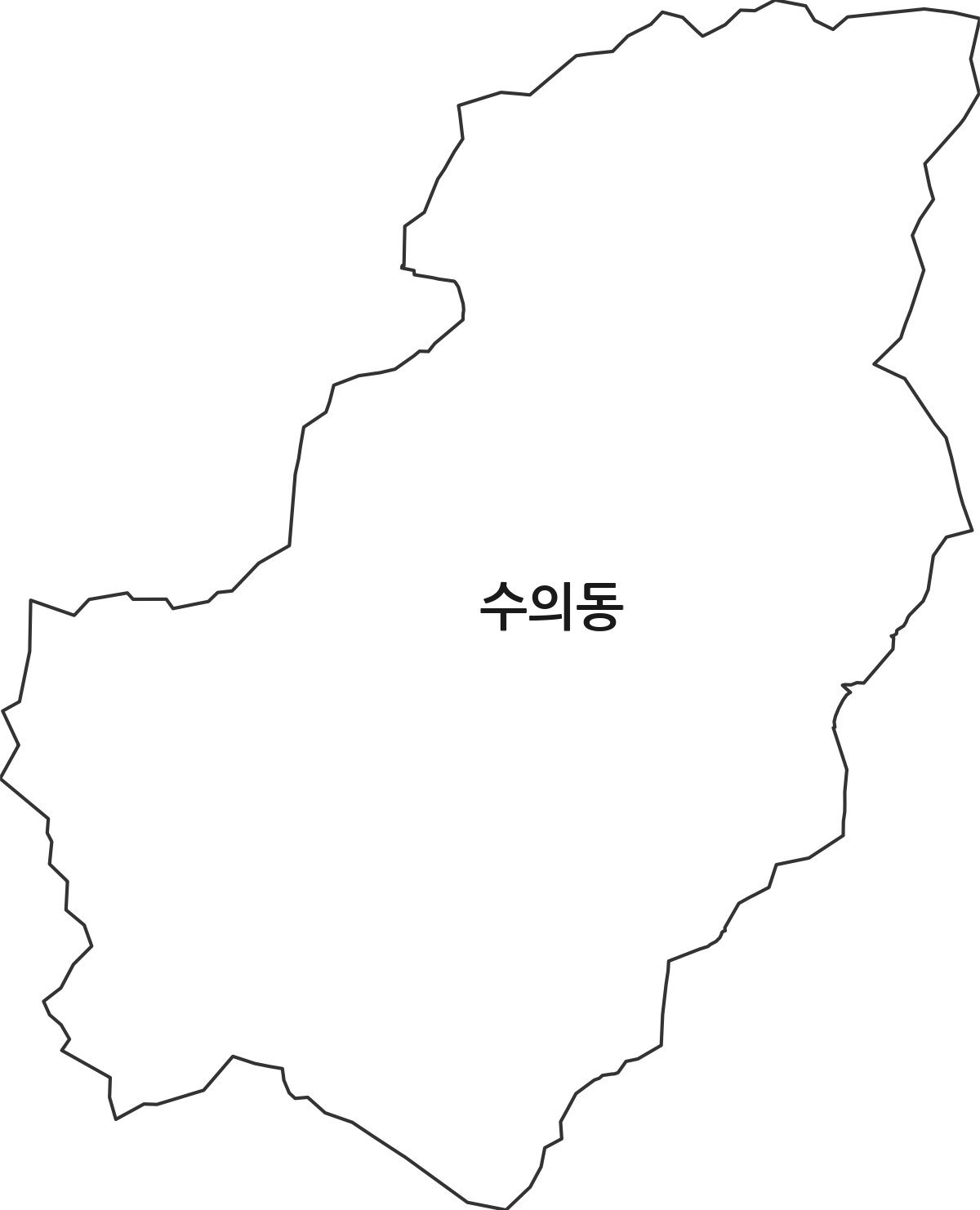 충청북도 청주시 흥덕구 수의동 법정동 행정구역 경계 지도