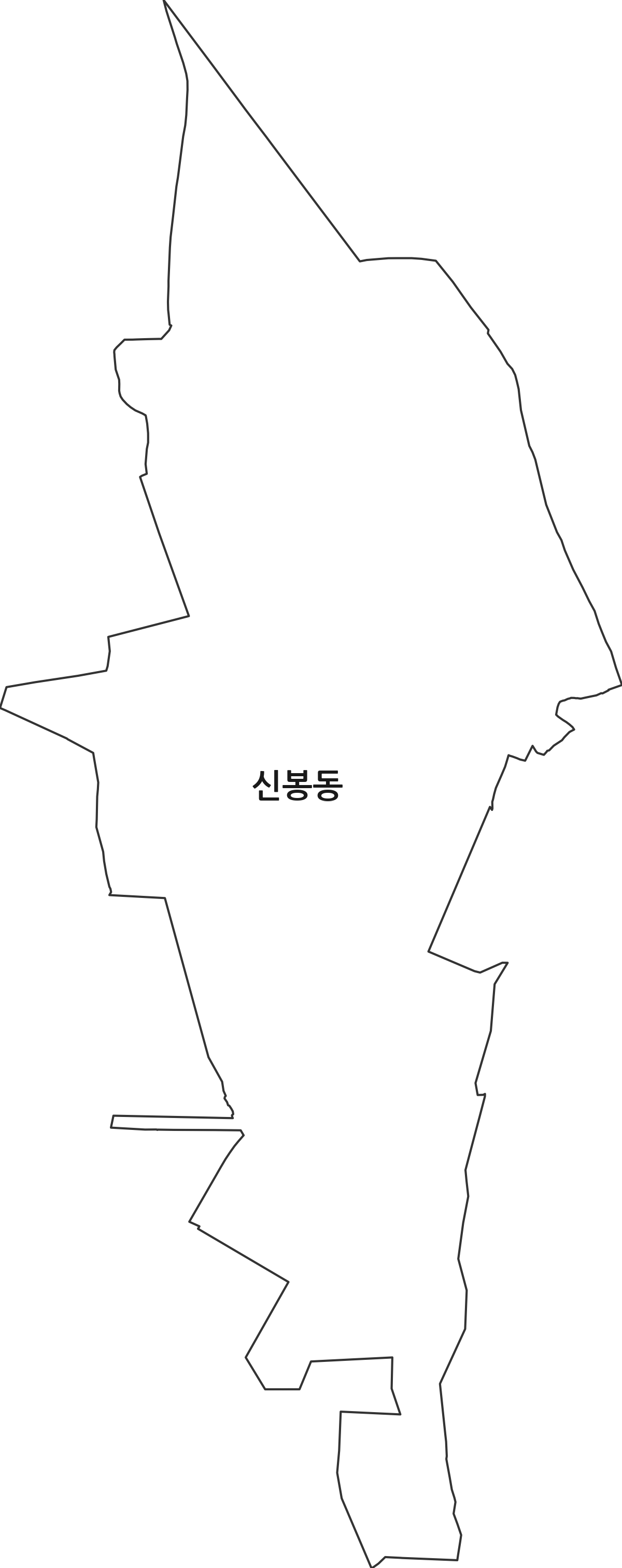 충청북도 청주시 흥덕구 신봉동 법정동 행정구역 경계 지도
