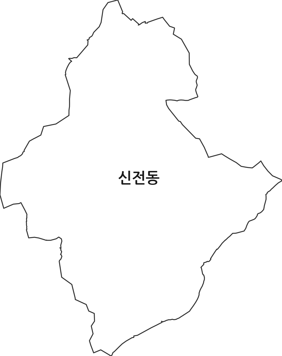 충청북도 청주시 흥덕구 신전동 법정동 행정구역 경계 지도