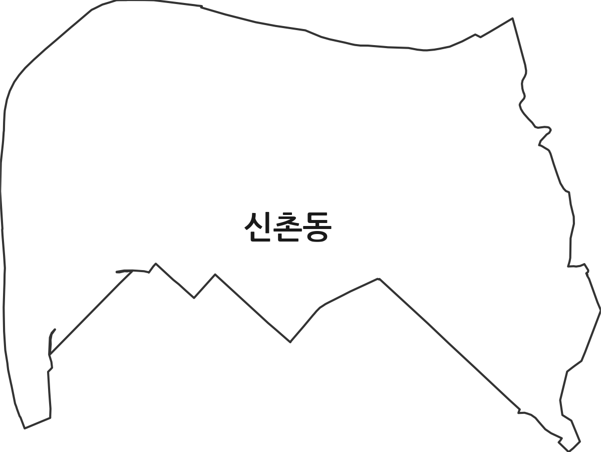 충청북도 청주시 흥덕구 신촌동 법정동 행정구역 경계 지도