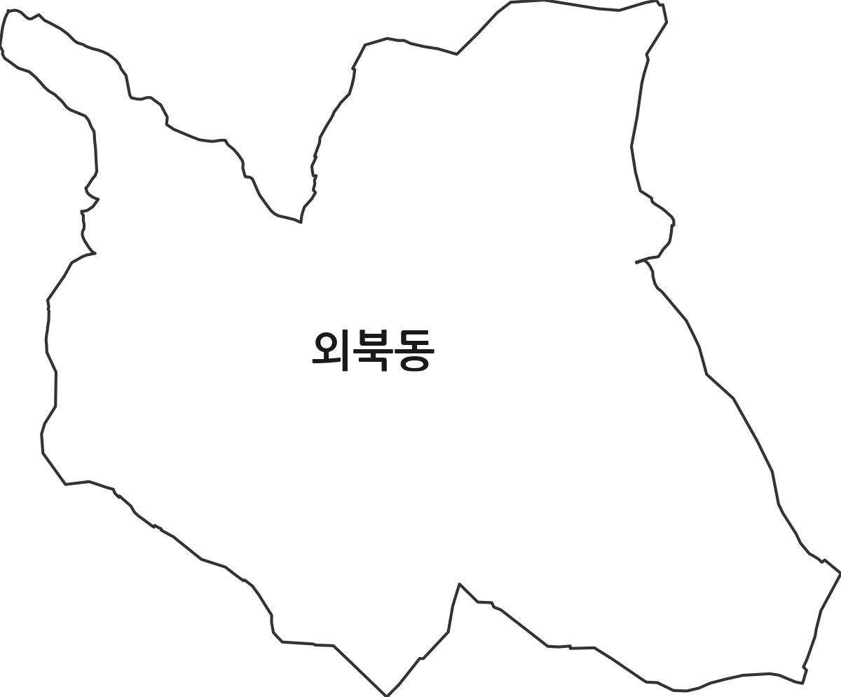 충청북도 청주시 흥덕구 외북동 법정동 행정구역 경계 지도