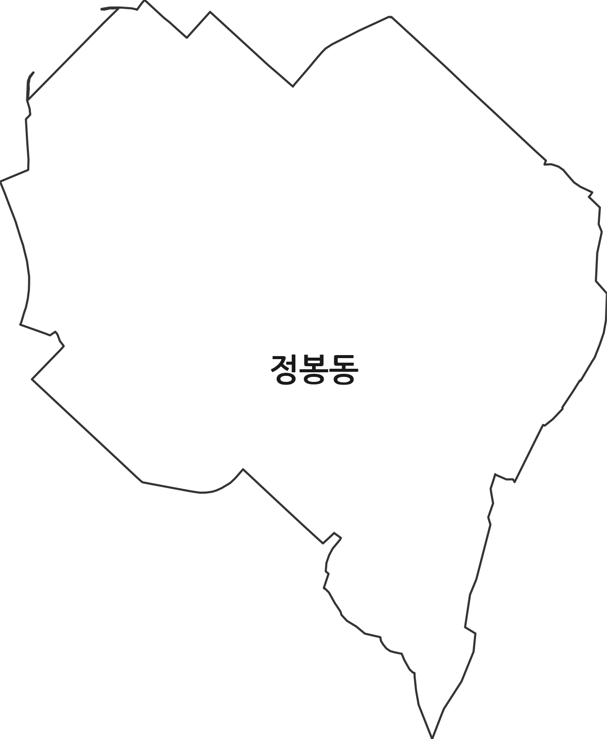 충청북도 청주시 흥덕구 정봉동 법정동 행정구역 경계 지도