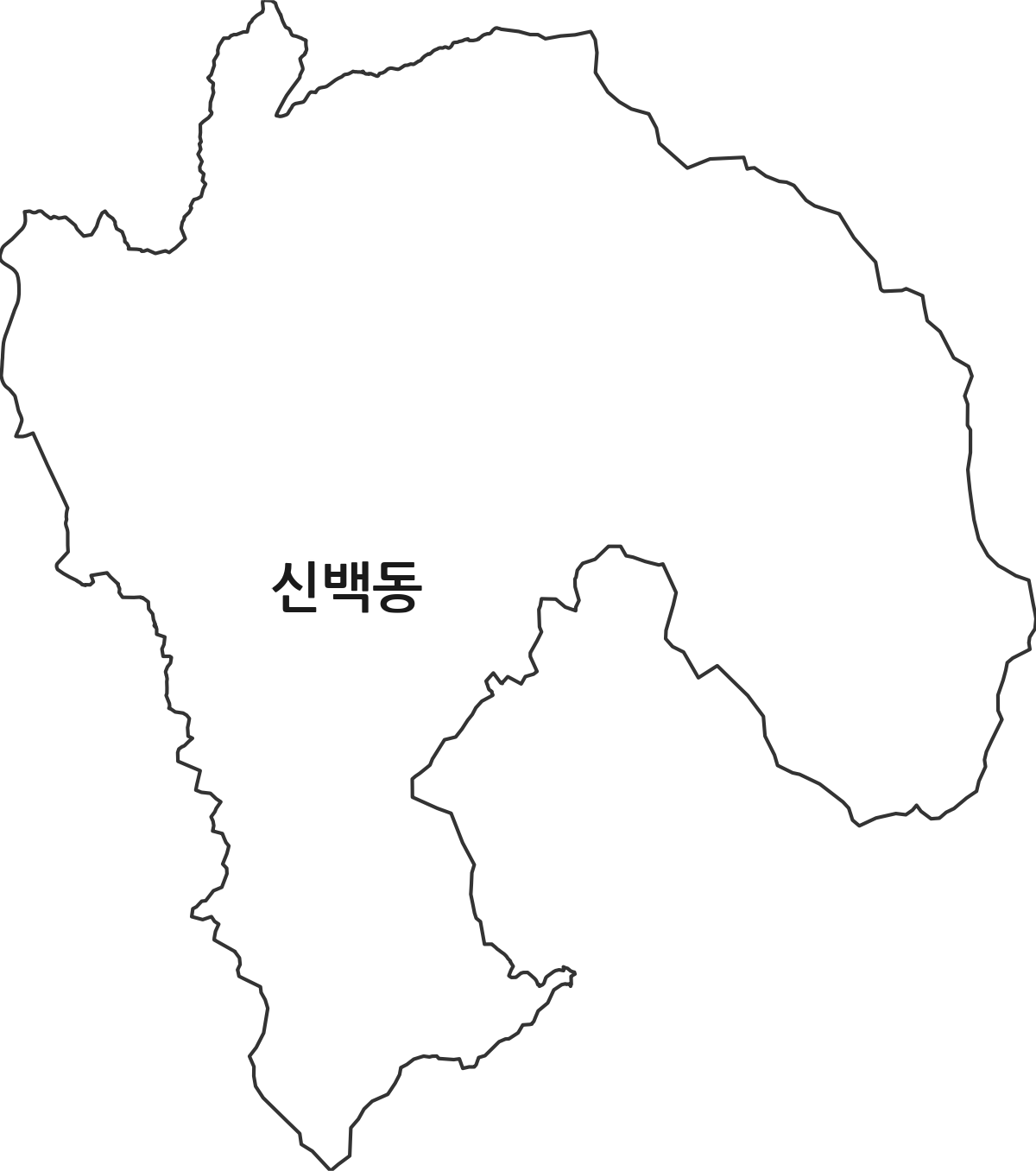 충청북도 제천시 신백동 행정동 행정구역 경계 지도
