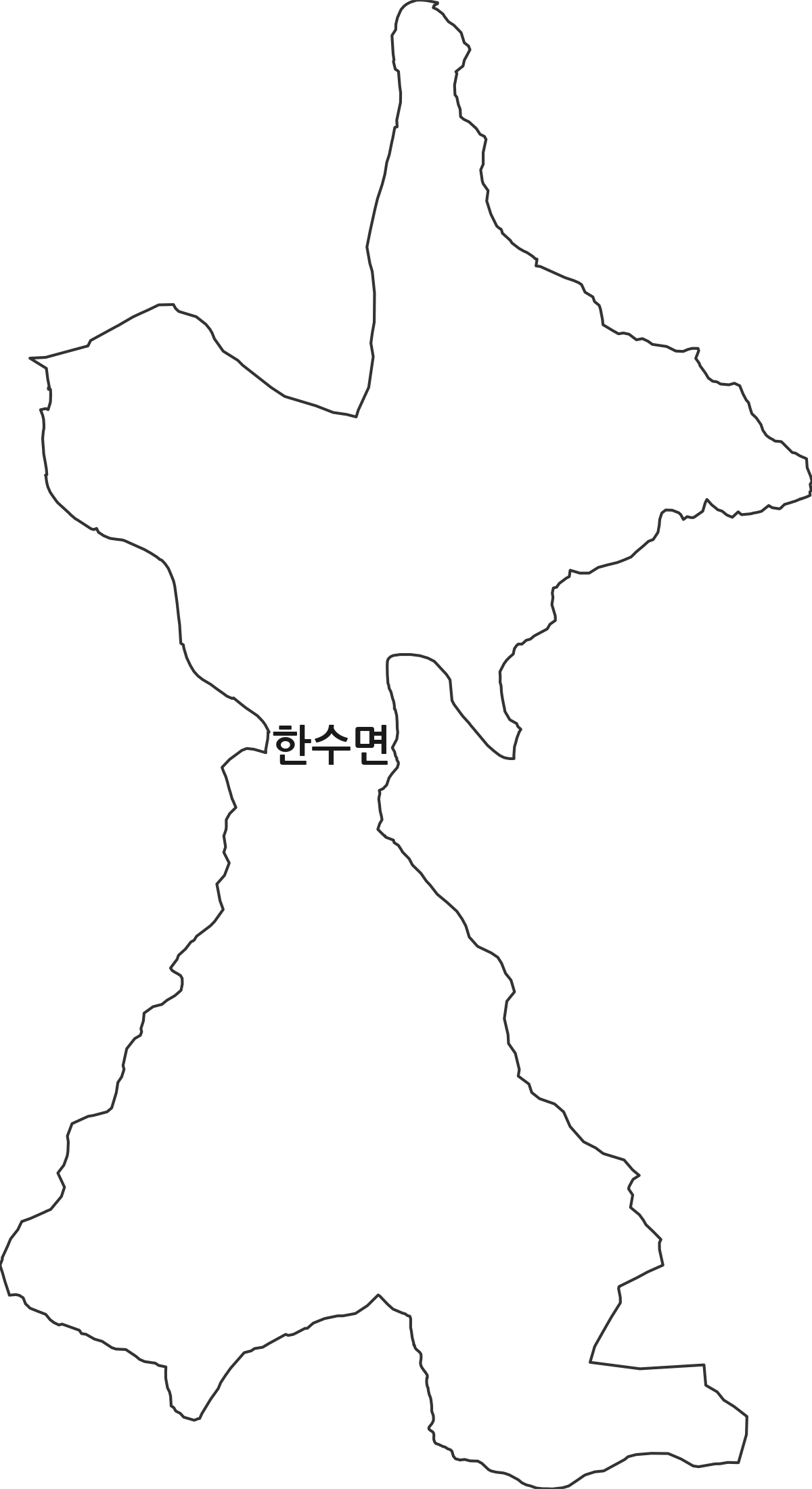 충청북도 제천시 한수면 행정동 행정구역 경계 지도