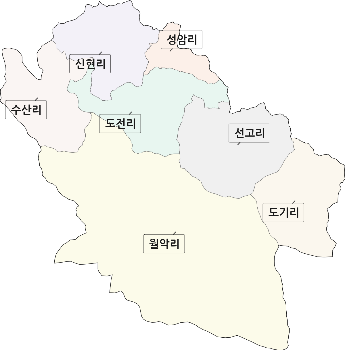 충청북도 제천시 덕산면 법정동 리 구분 행정구역 경계 지도