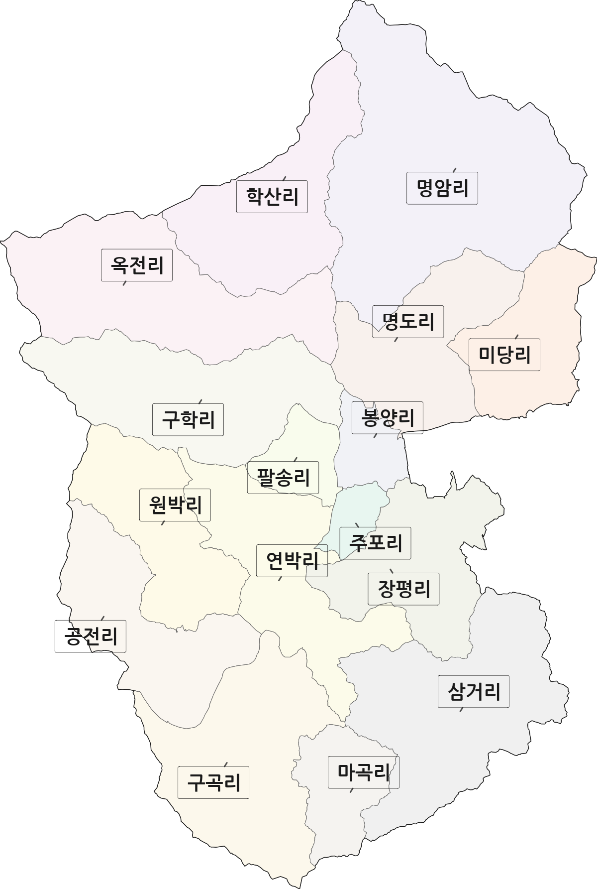 충청북도 제천시 봉양읍 법정동 리 구분 행정구역 경계 지도