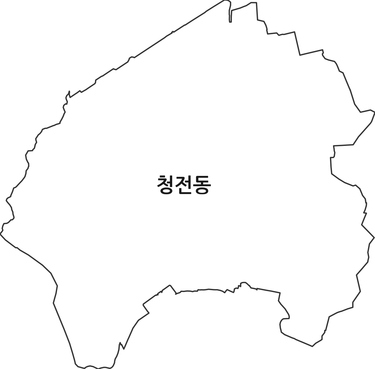 충청북도 제천시 청전동 법정동 행정구역 경계 지도