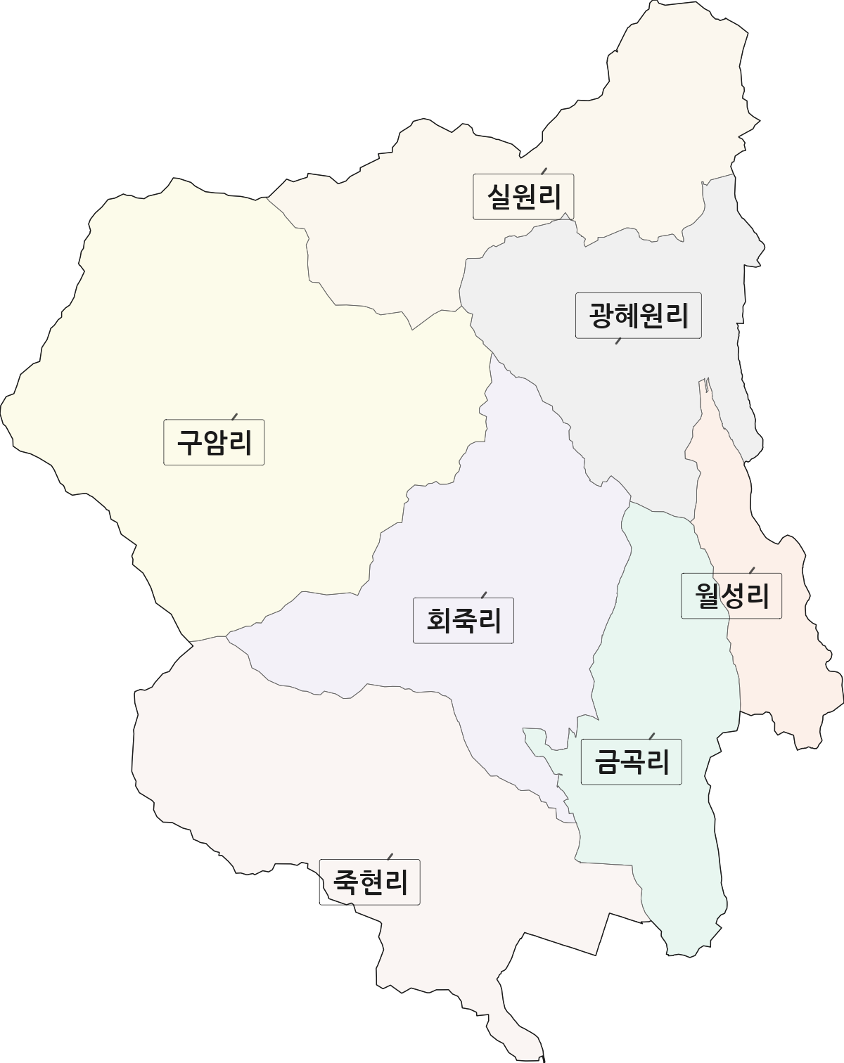 충청북도 진천군 광혜원면 법정동 리 구분 행정구역 경계 지도