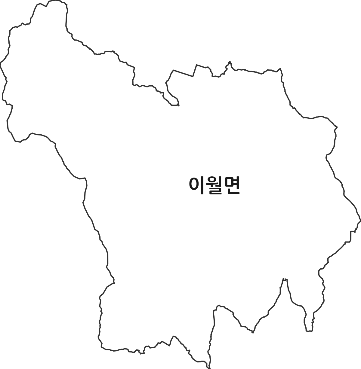 충청북도 진천군 이월면 법정동 행정구역 경계 지도