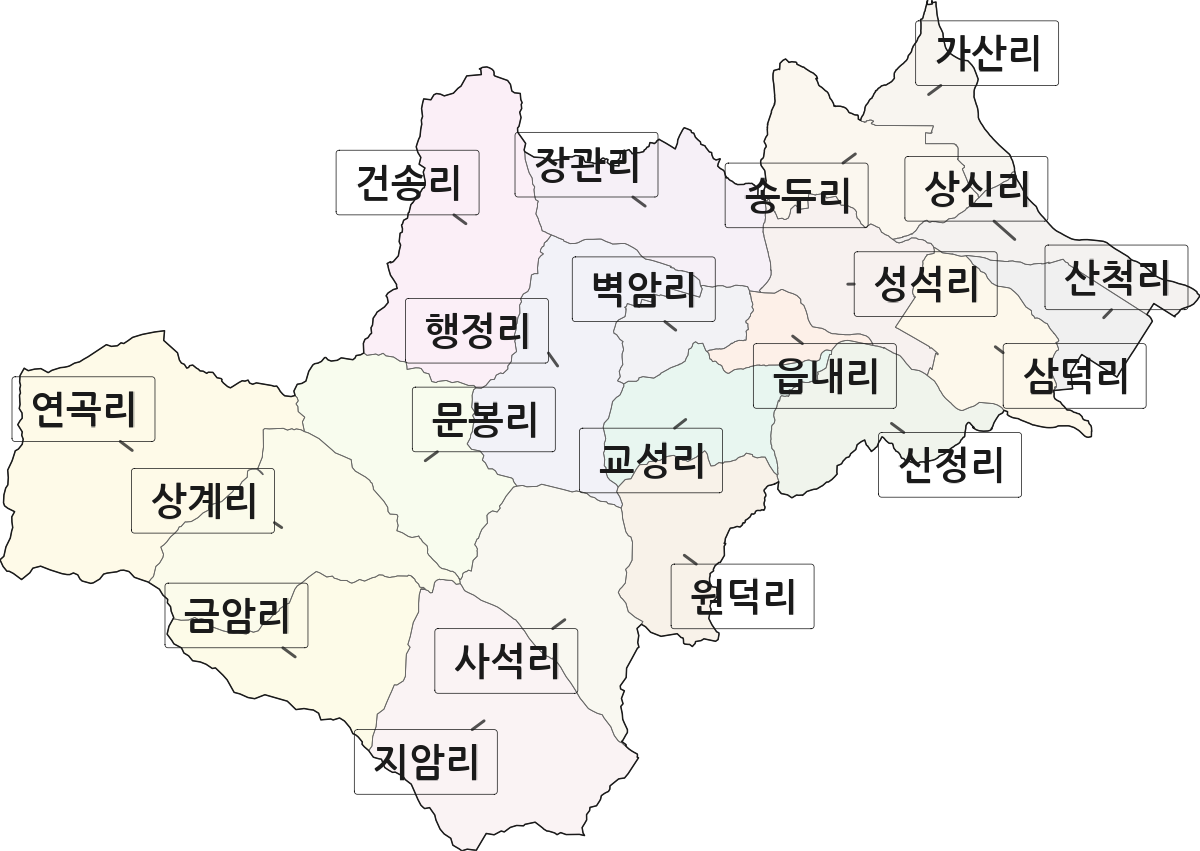 충청북도 진천군 진천읍 법정동 리 구분 행정구역 경계 지도