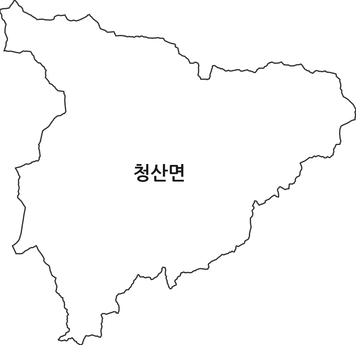 충청북도 옥천군 청산면 행정동 행정구역 경계 지도
