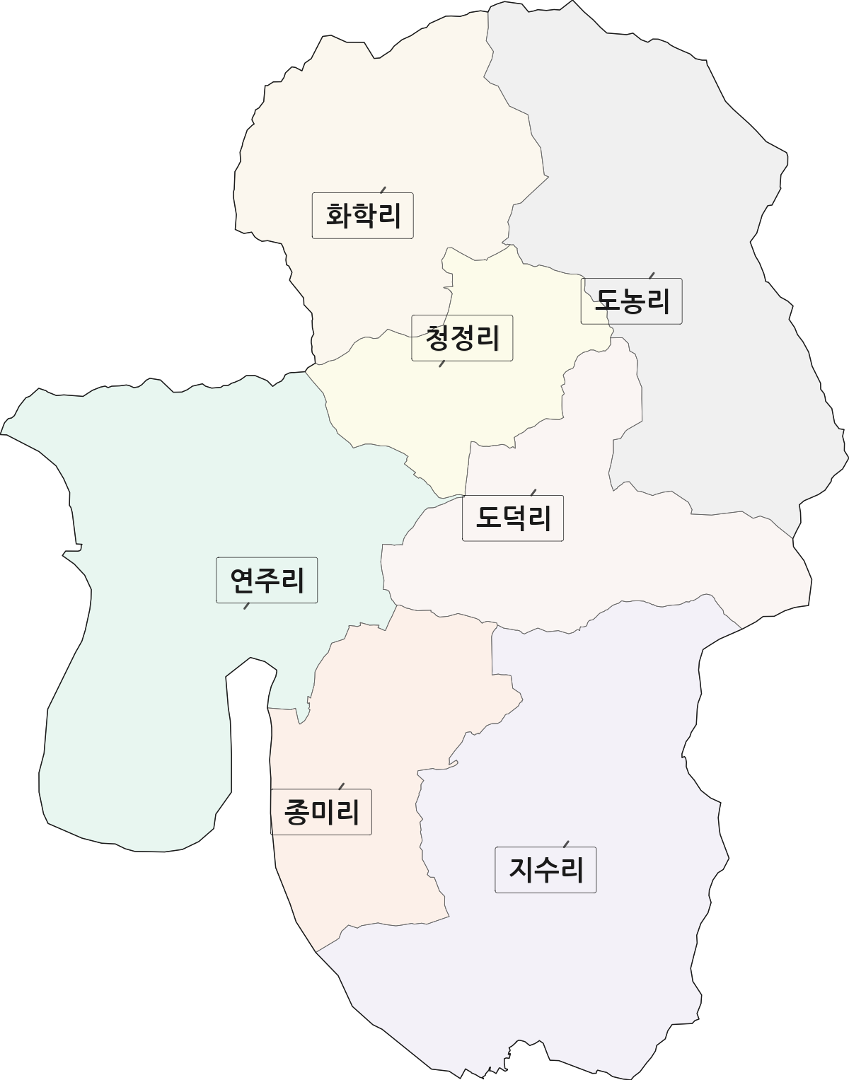 충청북도 옥천군 안남면 법정동 리 구분 행정구역 경계 지도