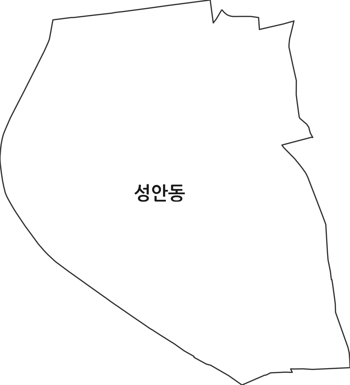 충청북도 청주시 상당구 성안동 행정동 행정구역 경계 지도