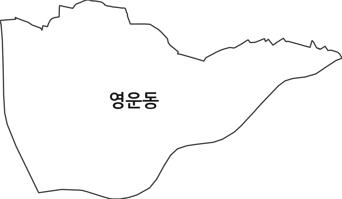 충청북도 청주시 상당구 영운동 행정동 행정구역 경계 지도