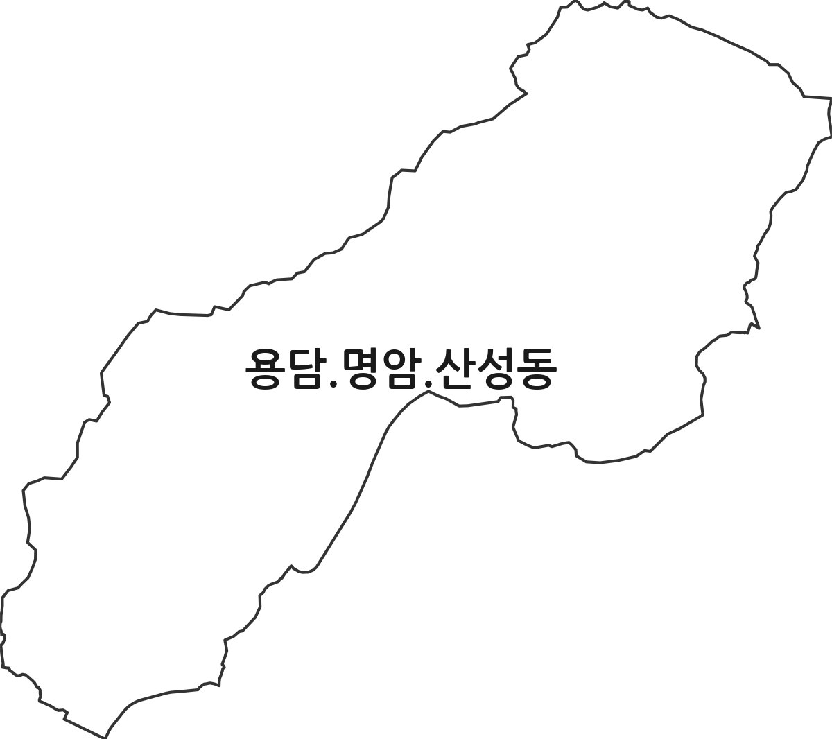 충청북도 청주시 상당구 용담.명암.산성동 행정동 행정구역 경계 지도