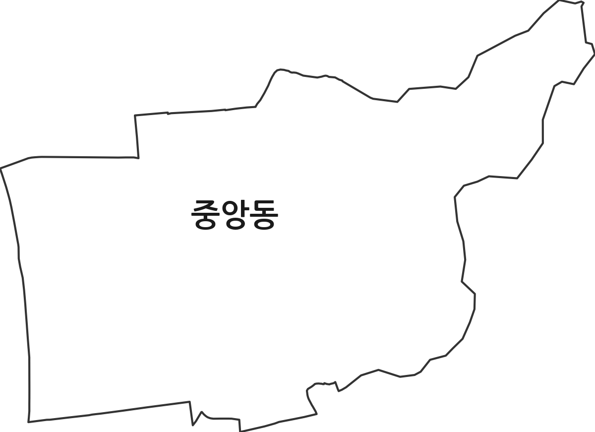충청북도 청주시 상당구 중앙동 행정동 행정구역 경계 지도