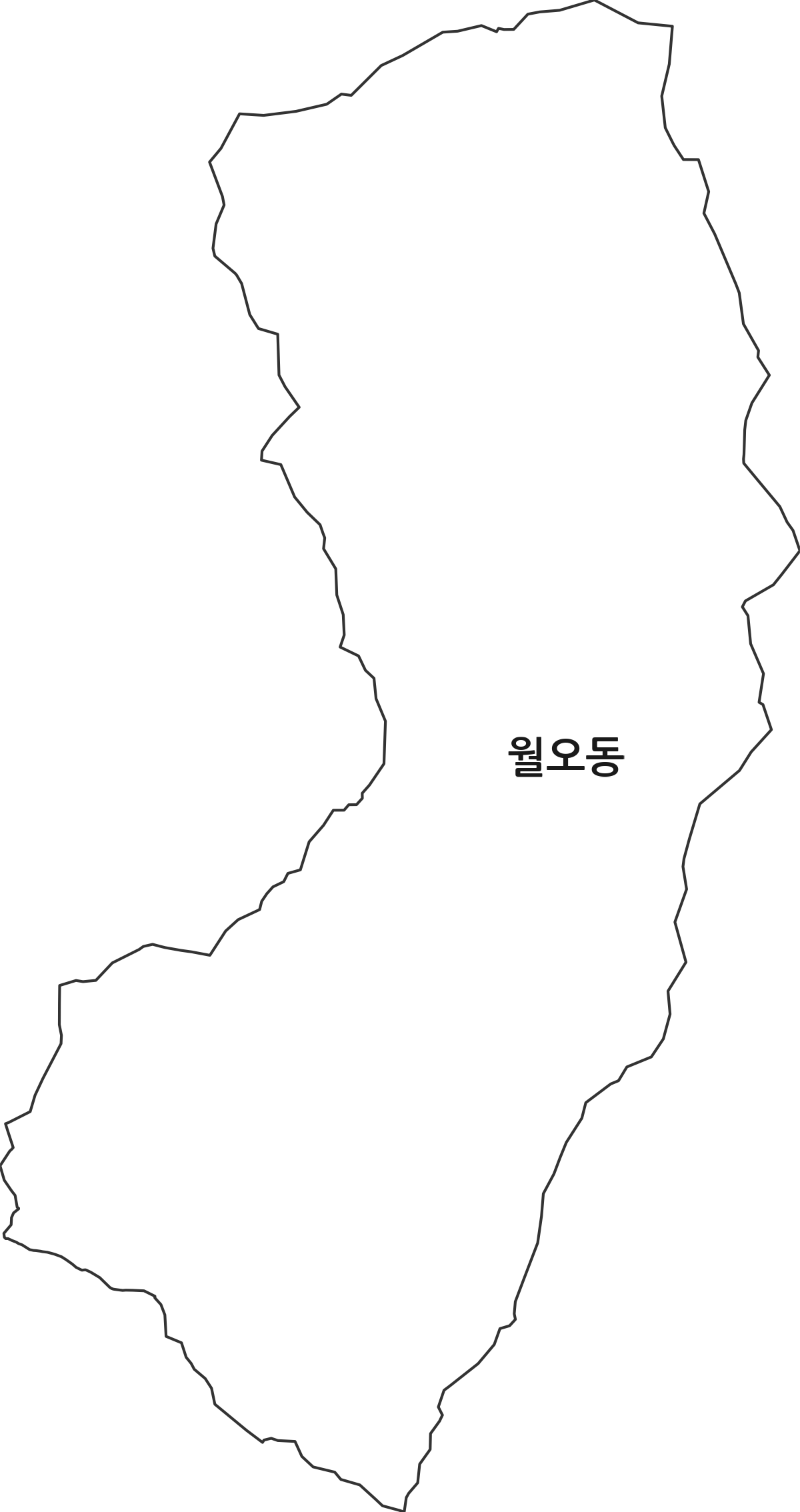충청북도 청주시 상당구 월오동 법정동 행정구역 경계 지도