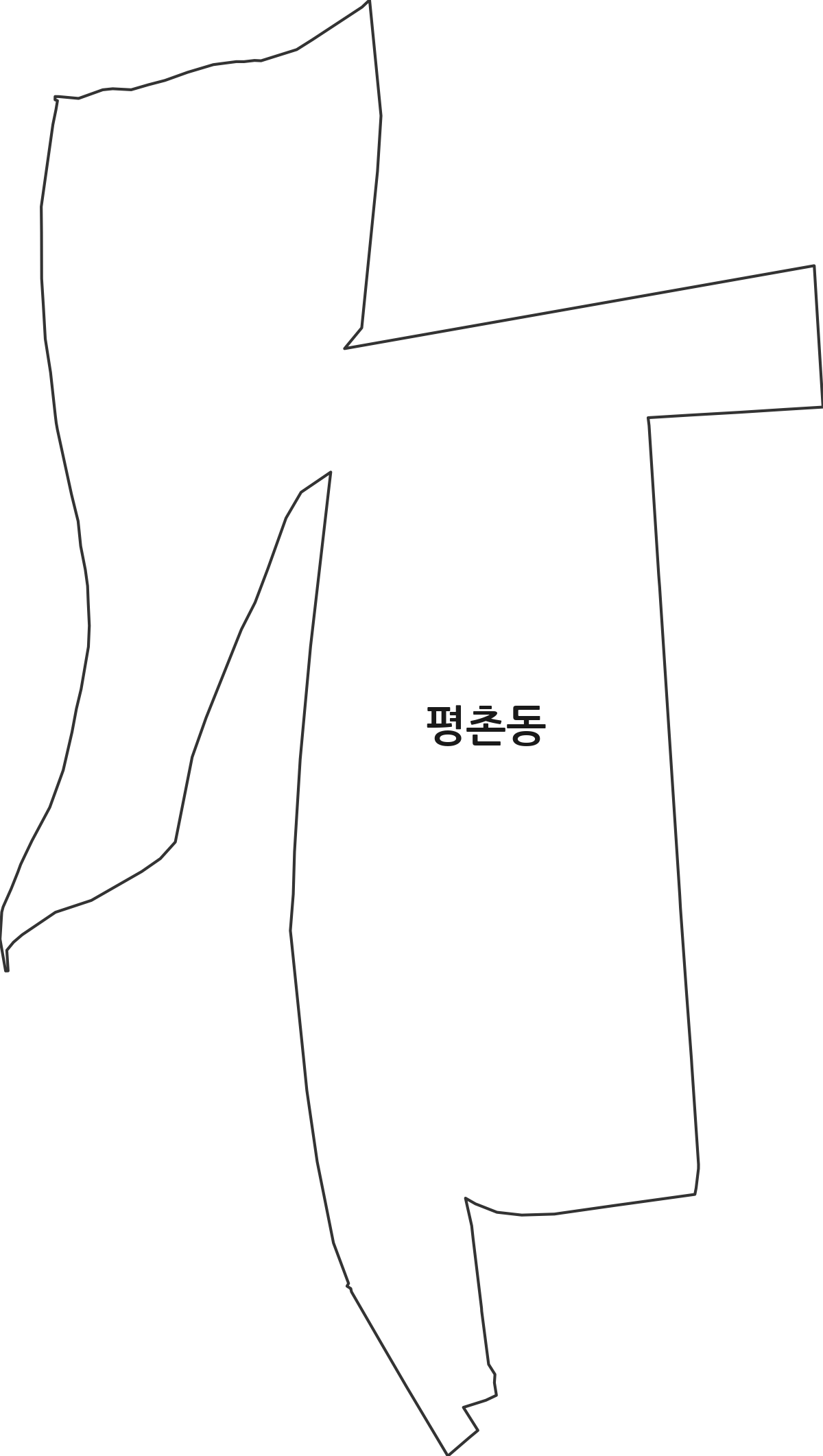 충청북도 청주시 상당구 평촌동 법정동 행정구역 경계 지도