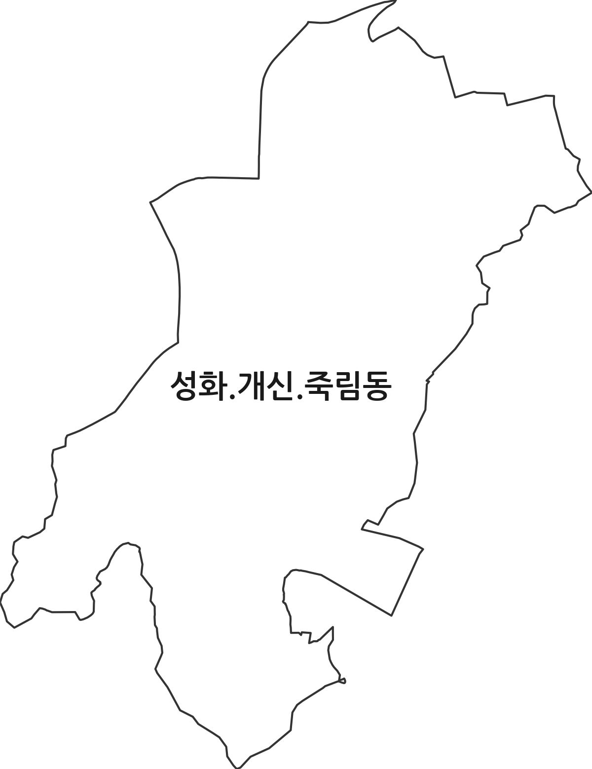 충청북도 청주시 서원구 성화.개신.죽림동 행정동 행정구역 경계 지도