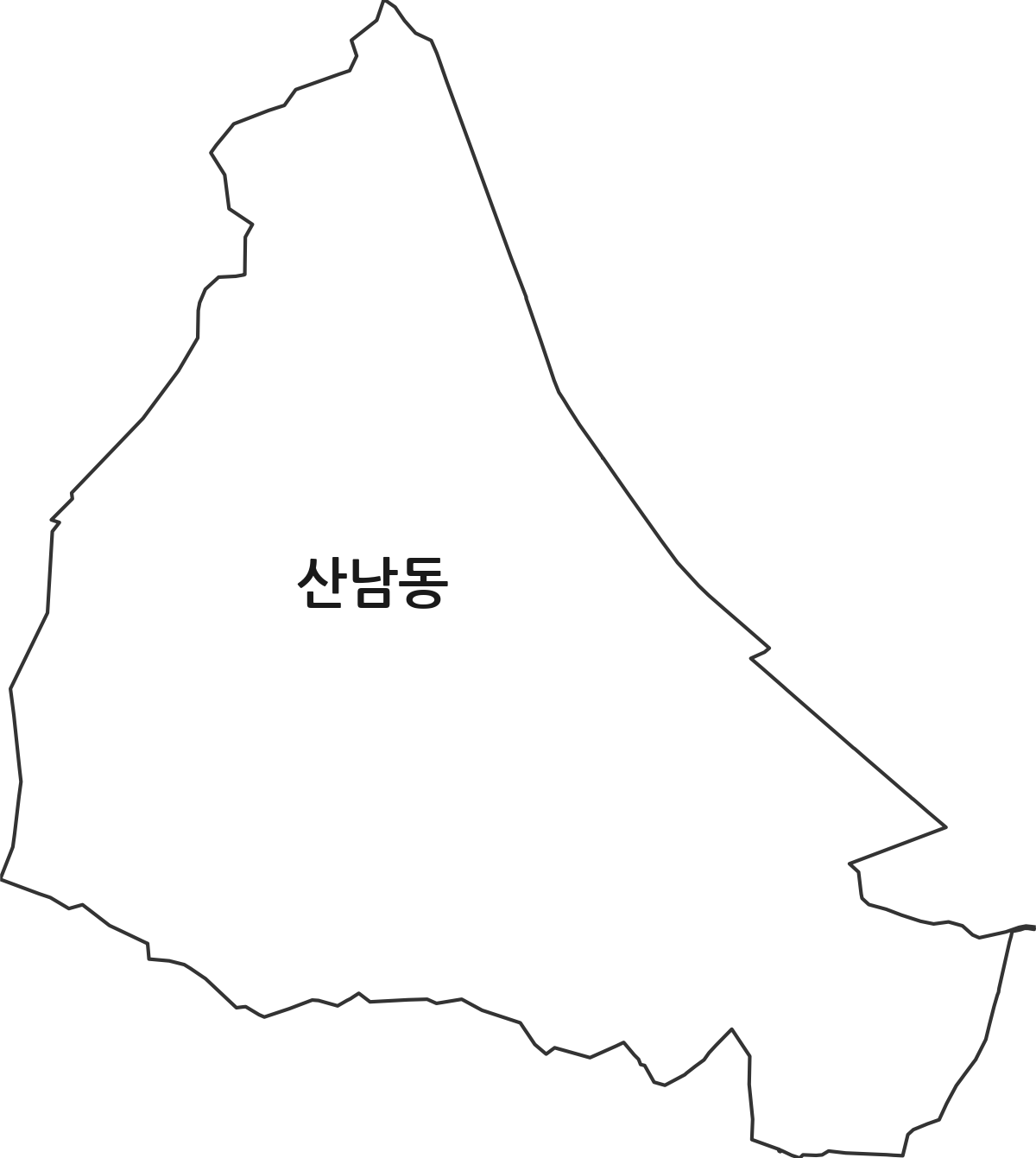 충청북도 청주시 서원구 산남동 법정동 행정구역 경계 지도