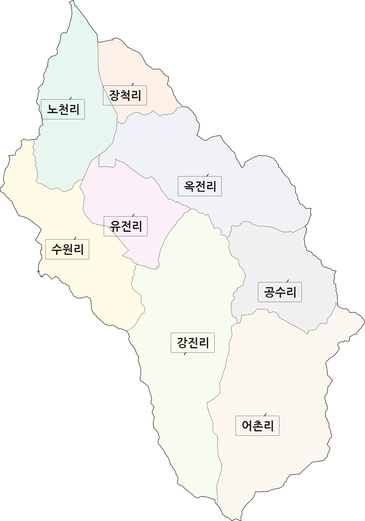 충청북도 영동군 매곡면 법정동 리 구분 행정구역 경계 지도