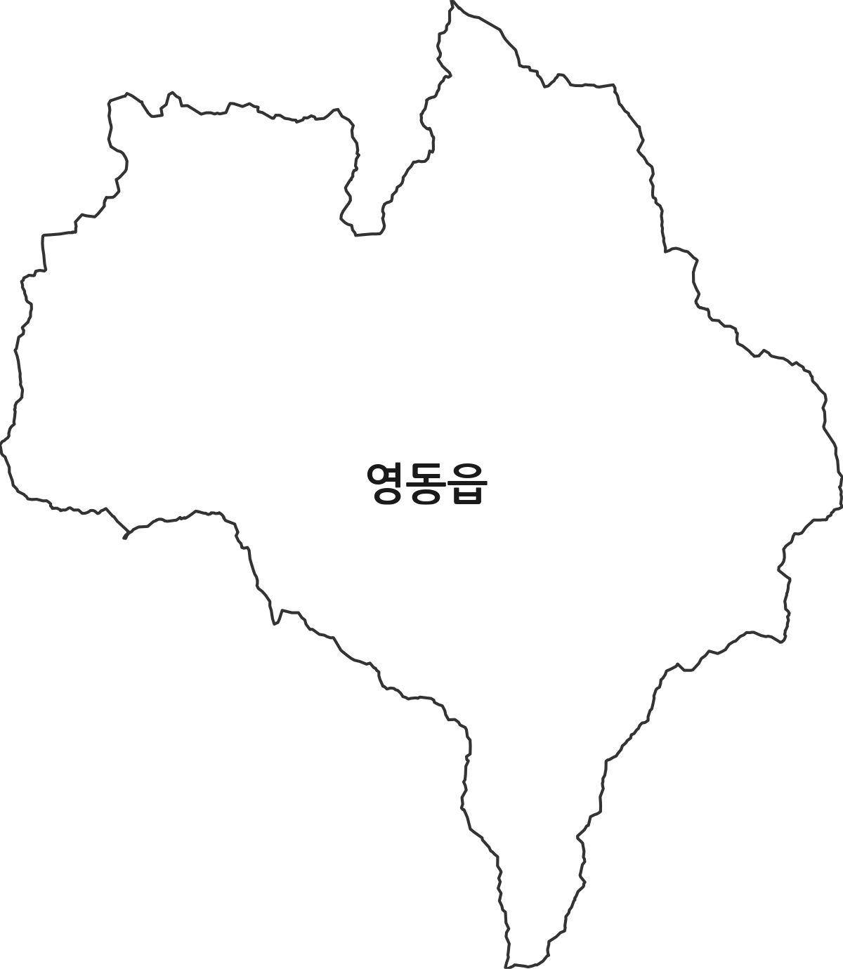 충청북도 영동군 영동읍 법정동 행정구역 경계 지도