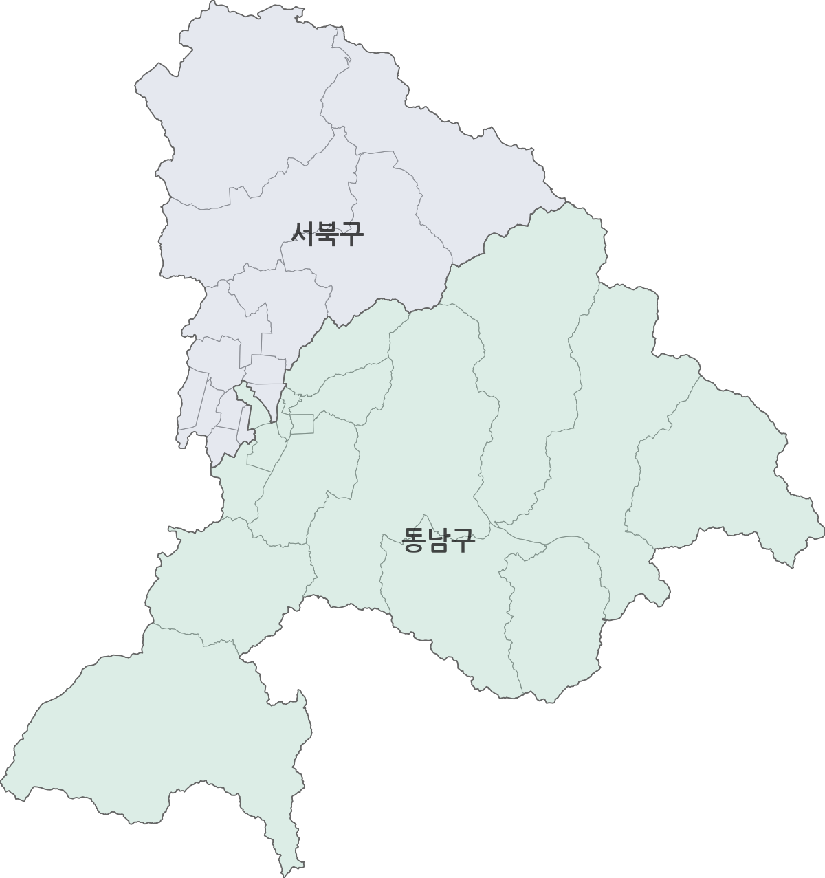 충청남도 천안시 행정구역 경계 지도