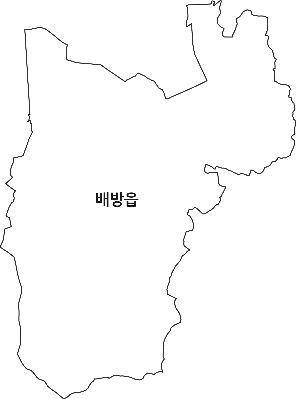 충청남도 아산시 배방읍 행정동 행정구역 경계 지도