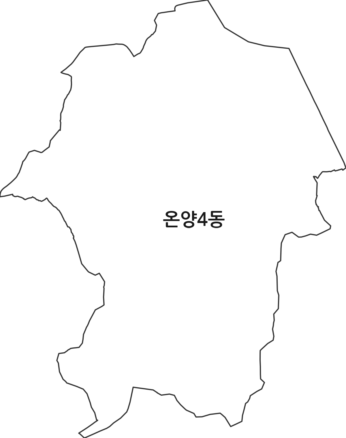 충청남도 아산시 온양4동 행정동 행정구역 경계 지도