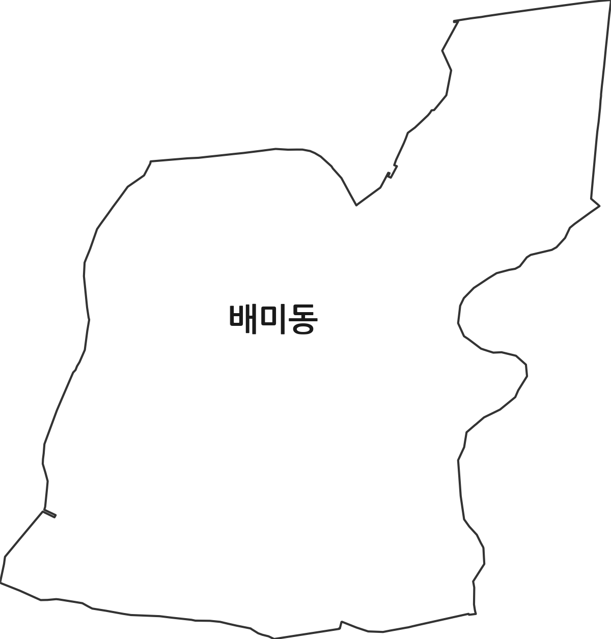 충청남도 아산시 배미동 법정동 행정구역 경계 지도