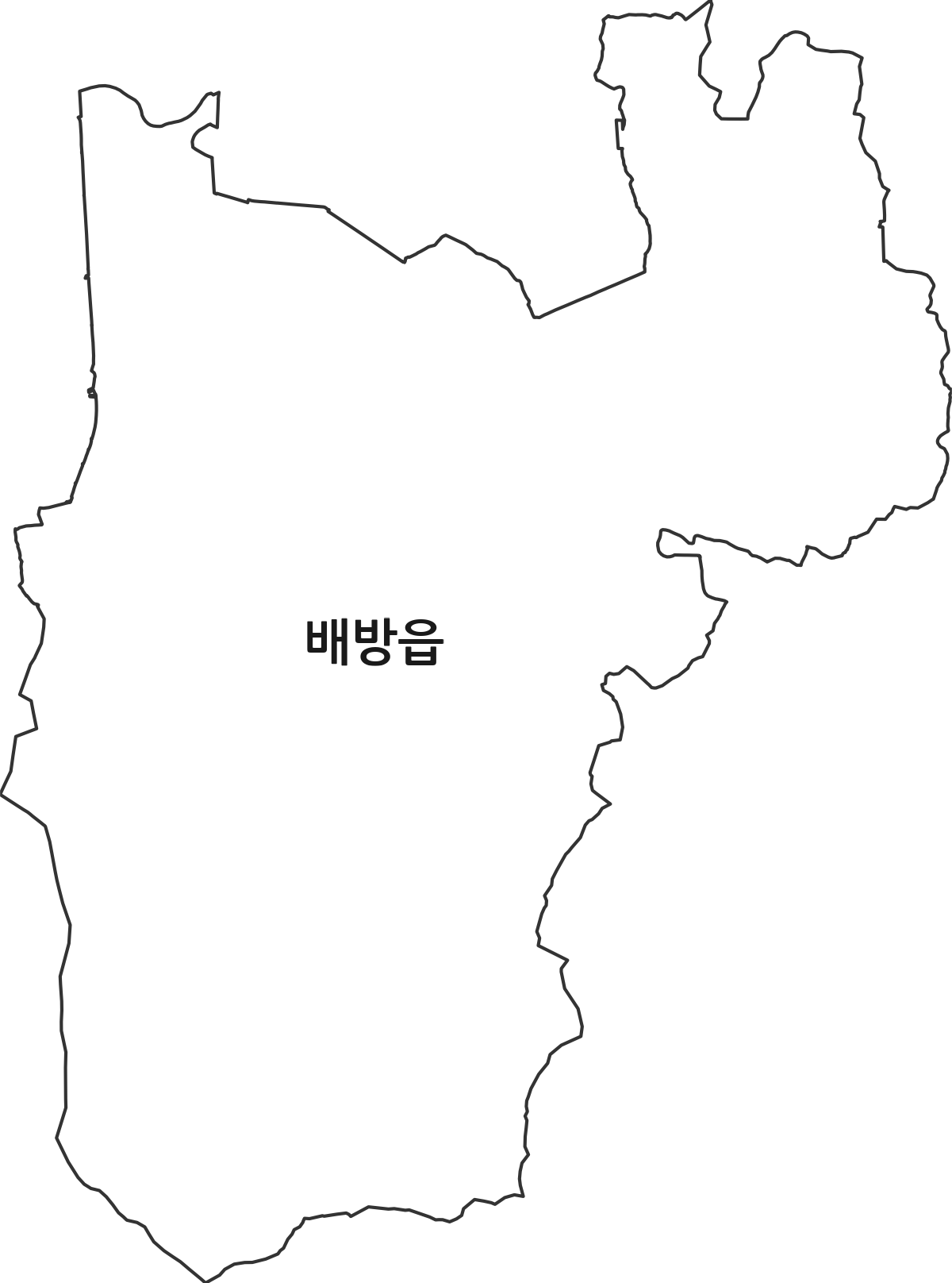 충청남도 아산시 배방읍 법정동 행정구역 경계 지도