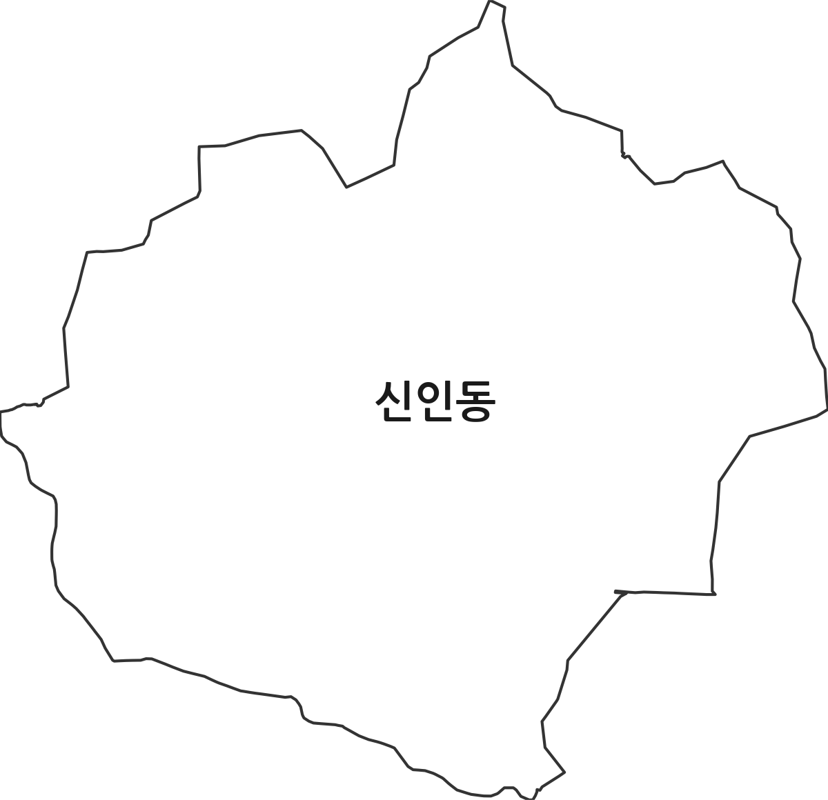 충청남도 아산시 신인동 법정동 행정구역 경계 지도