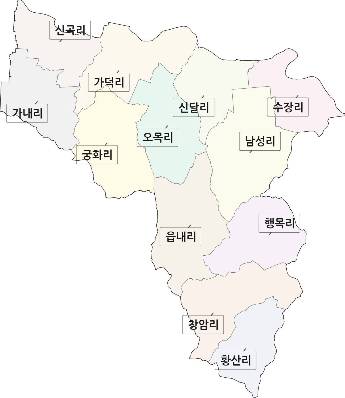 충청남도 아산시 신창면 법정동 리 구분 행정구역 경계 지도