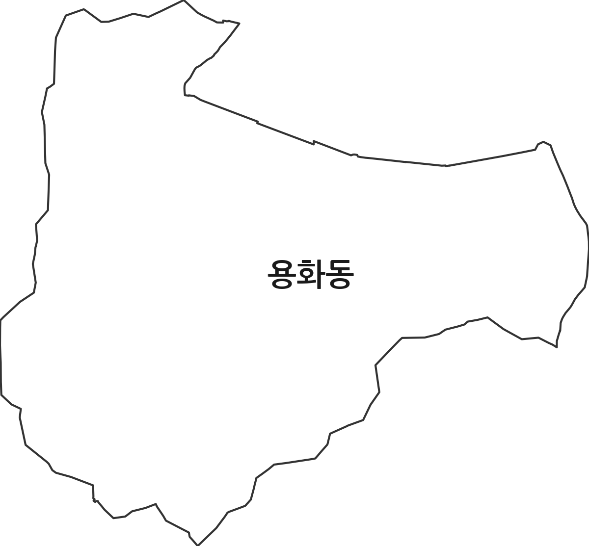 충청남도 아산시 용화동 법정동 행정구역 경계 지도