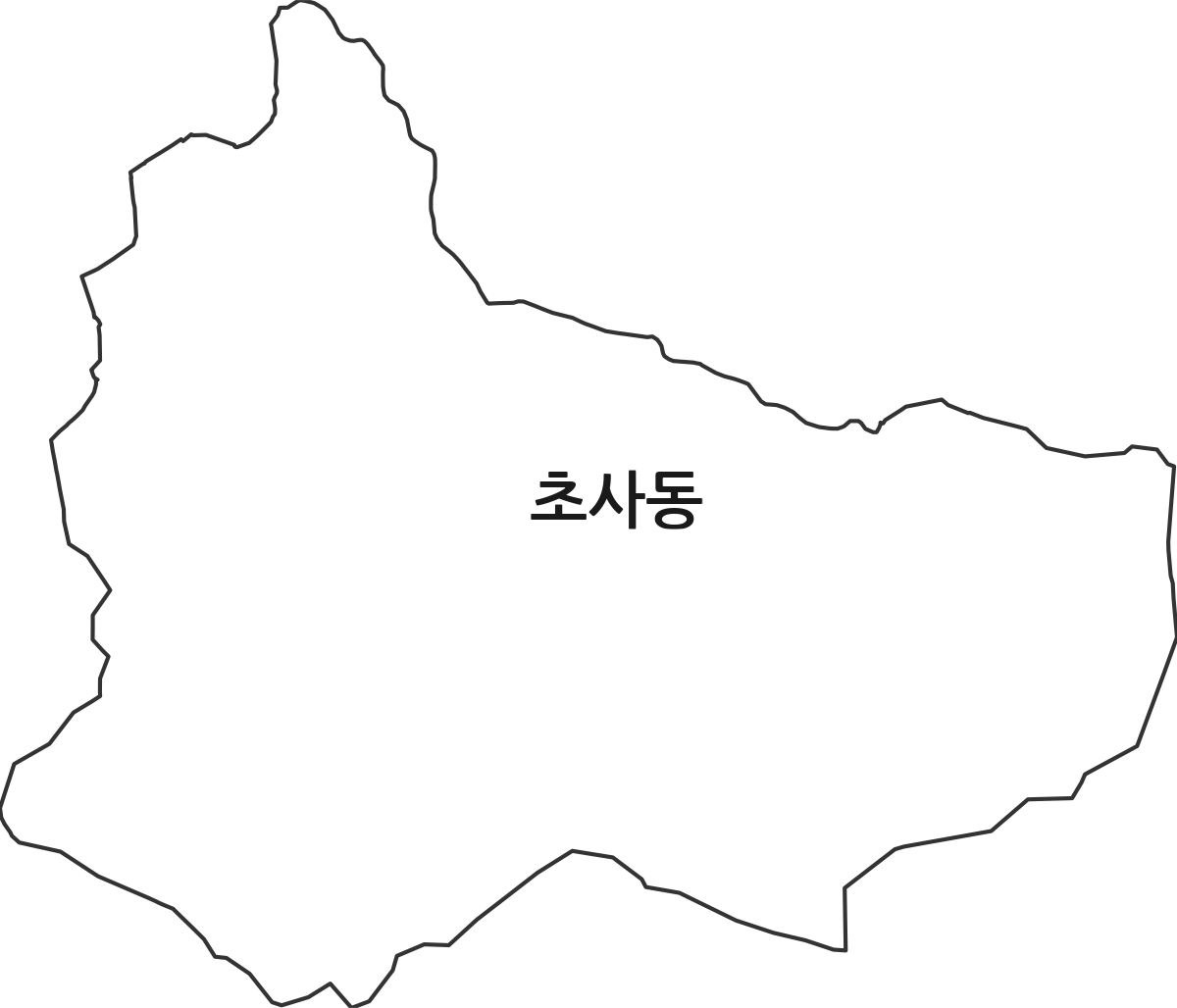 충청남도 아산시 초사동 법정동 행정구역 경계 지도