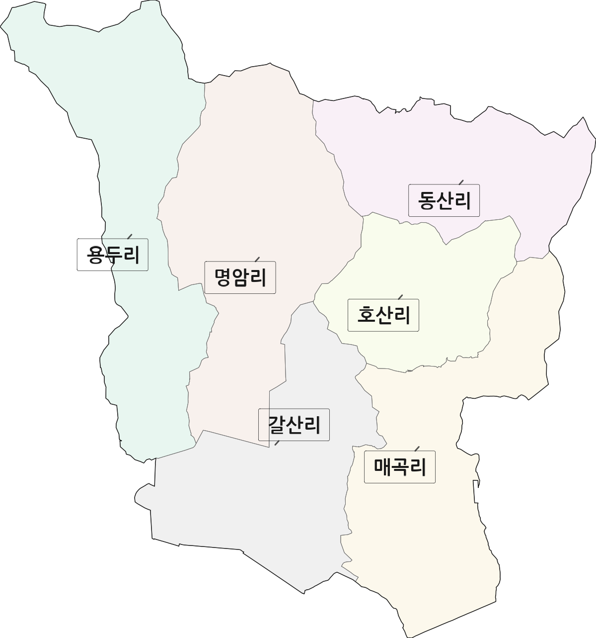 충청남도 아산시 탕정면 법정동 리 구분 행정구역 경계 지도