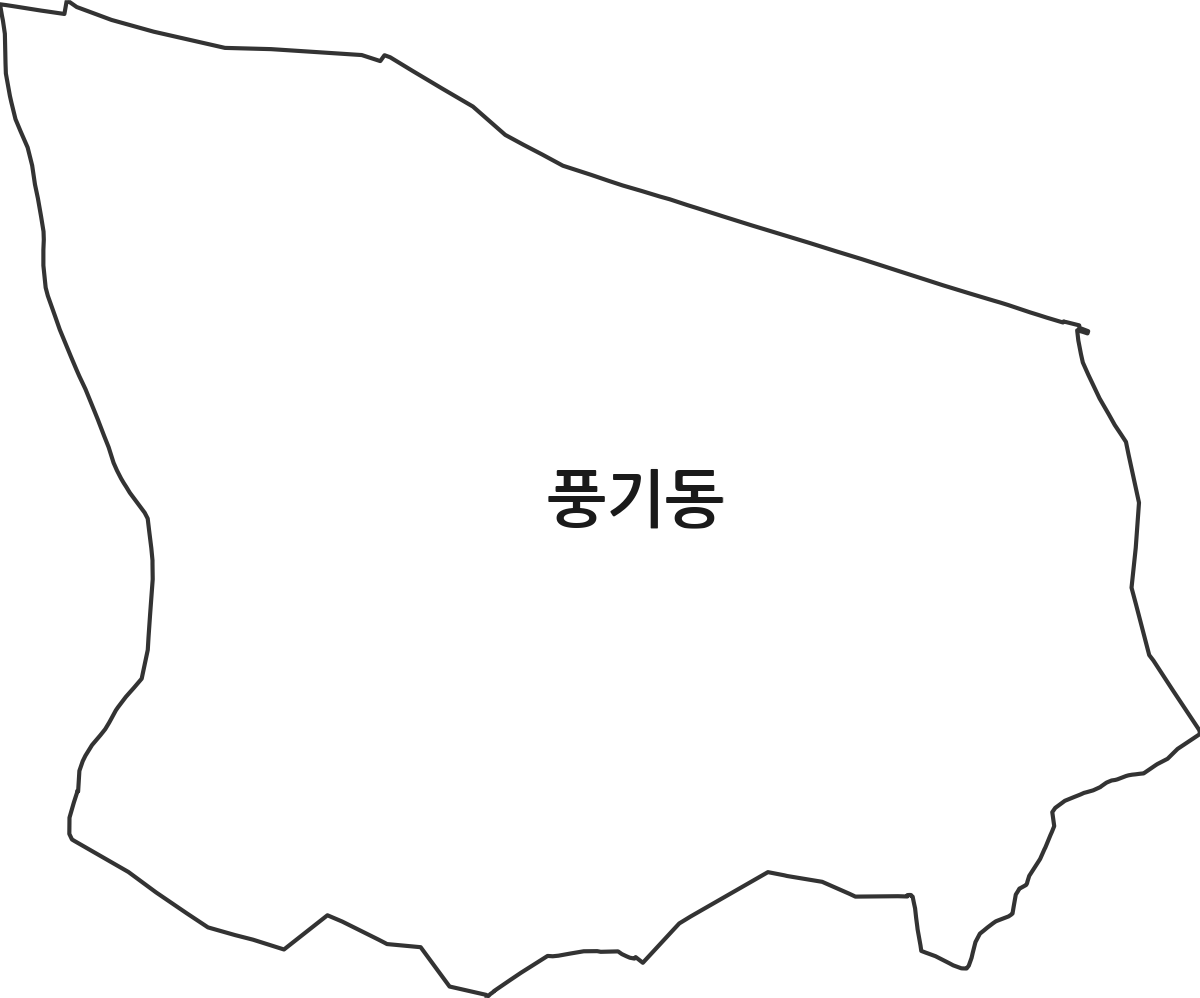 충청남도 아산시 풍기동 법정동 행정구역 경계 지도