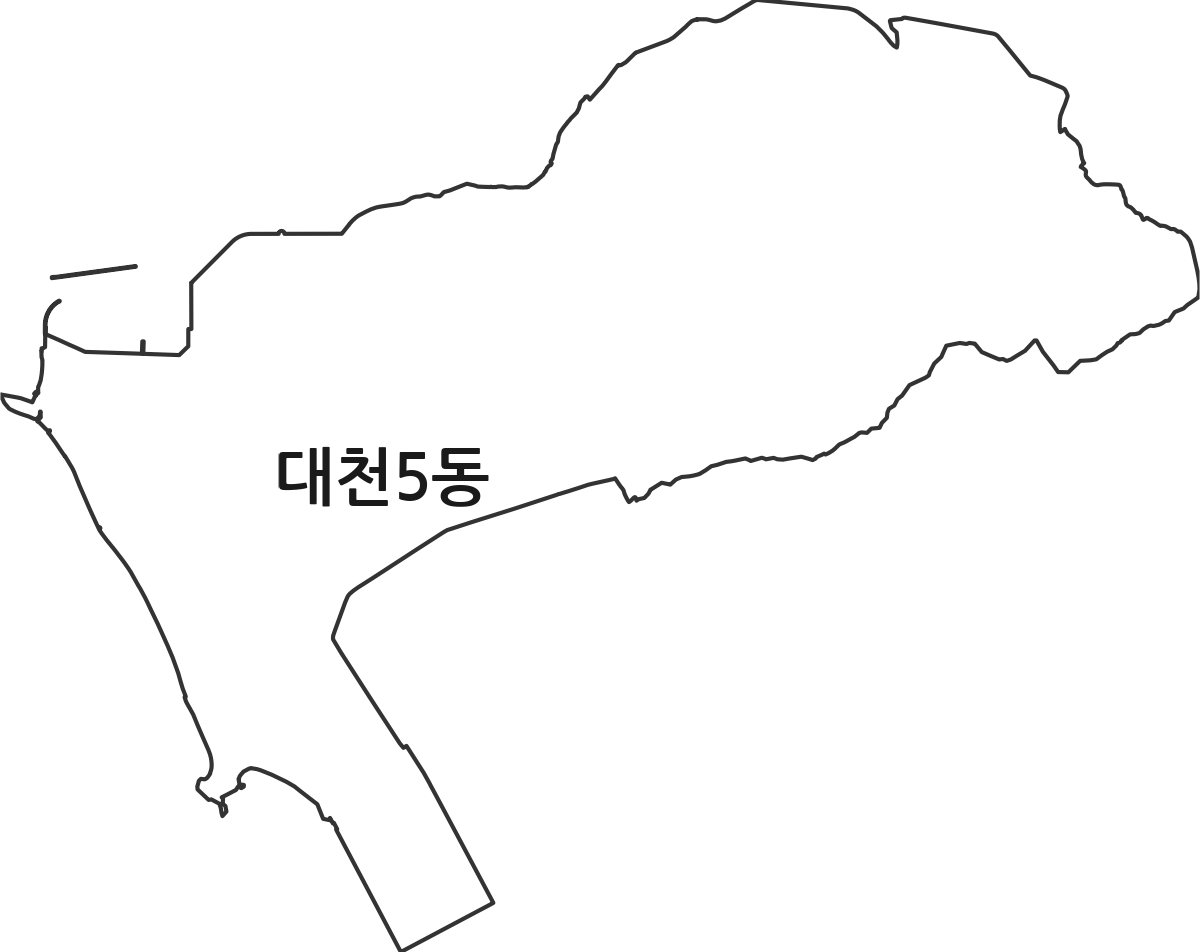 충청남도 보령시 대천5동 행정동 행정구역 경계 지도