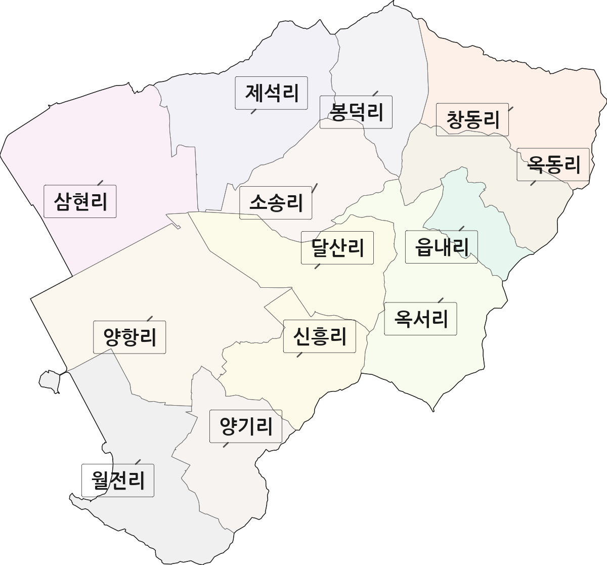 충청남도 보령시 남포면 법정동 리 구분 행정구역 경계 지도