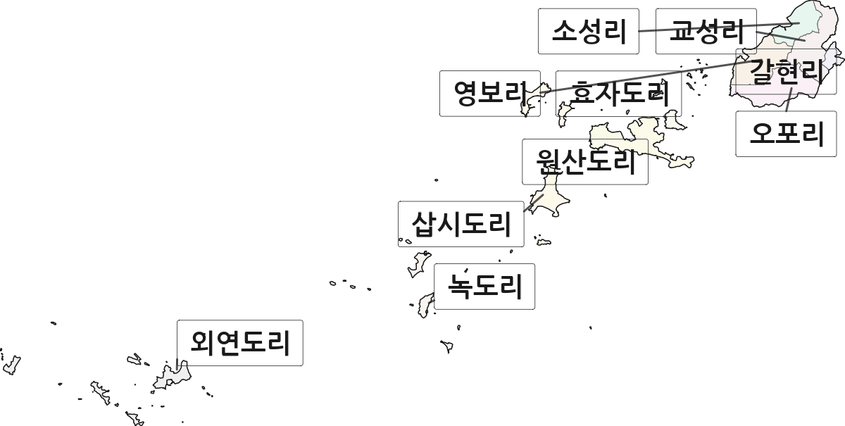 충청남도 보령시 오천면 법정동 리 구분 행정구역 경계 지도