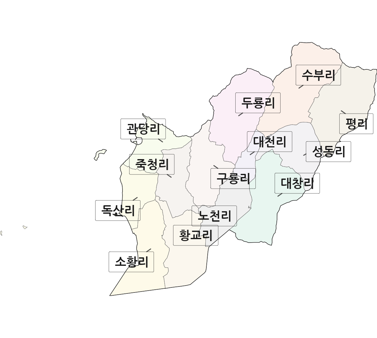 충청남도 보령시 웅천읍 법정동 리 구분 행정구역 경계 지도