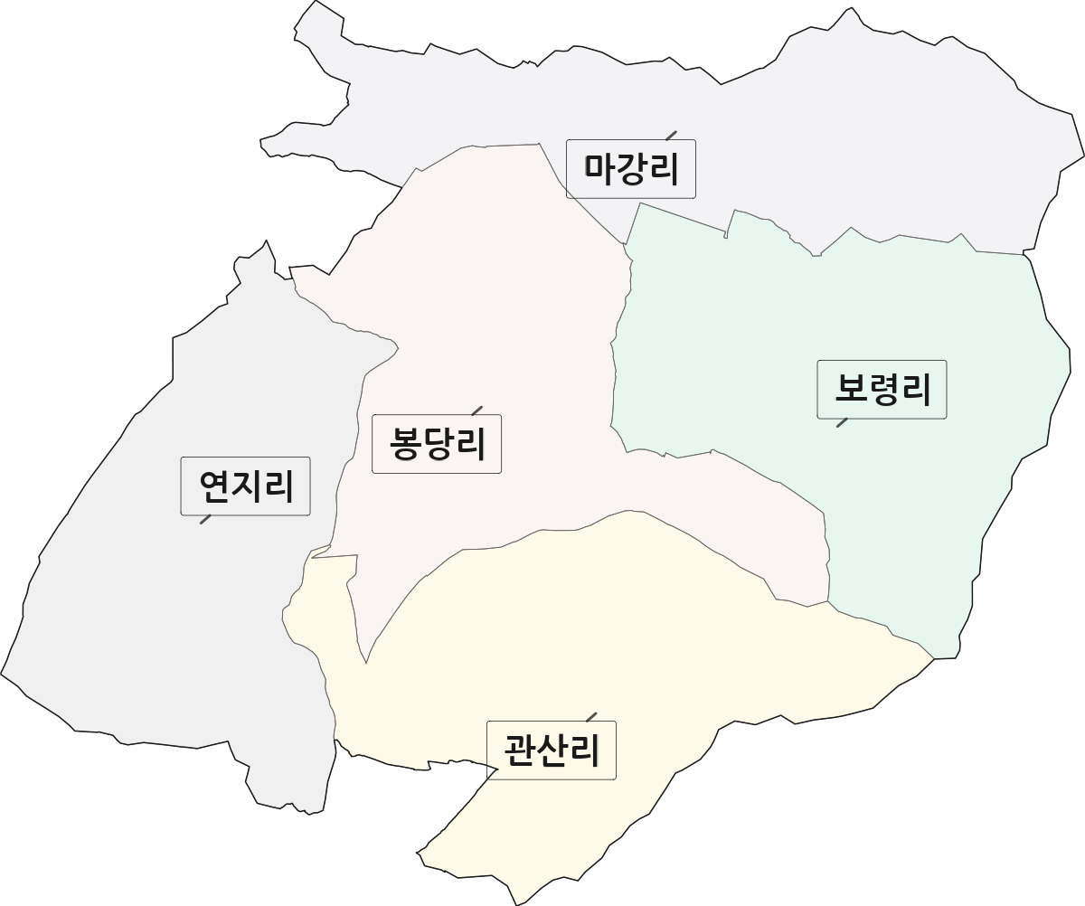 충청남도 보령시 주포면 법정동 리 구분 행정구역 경계 지도