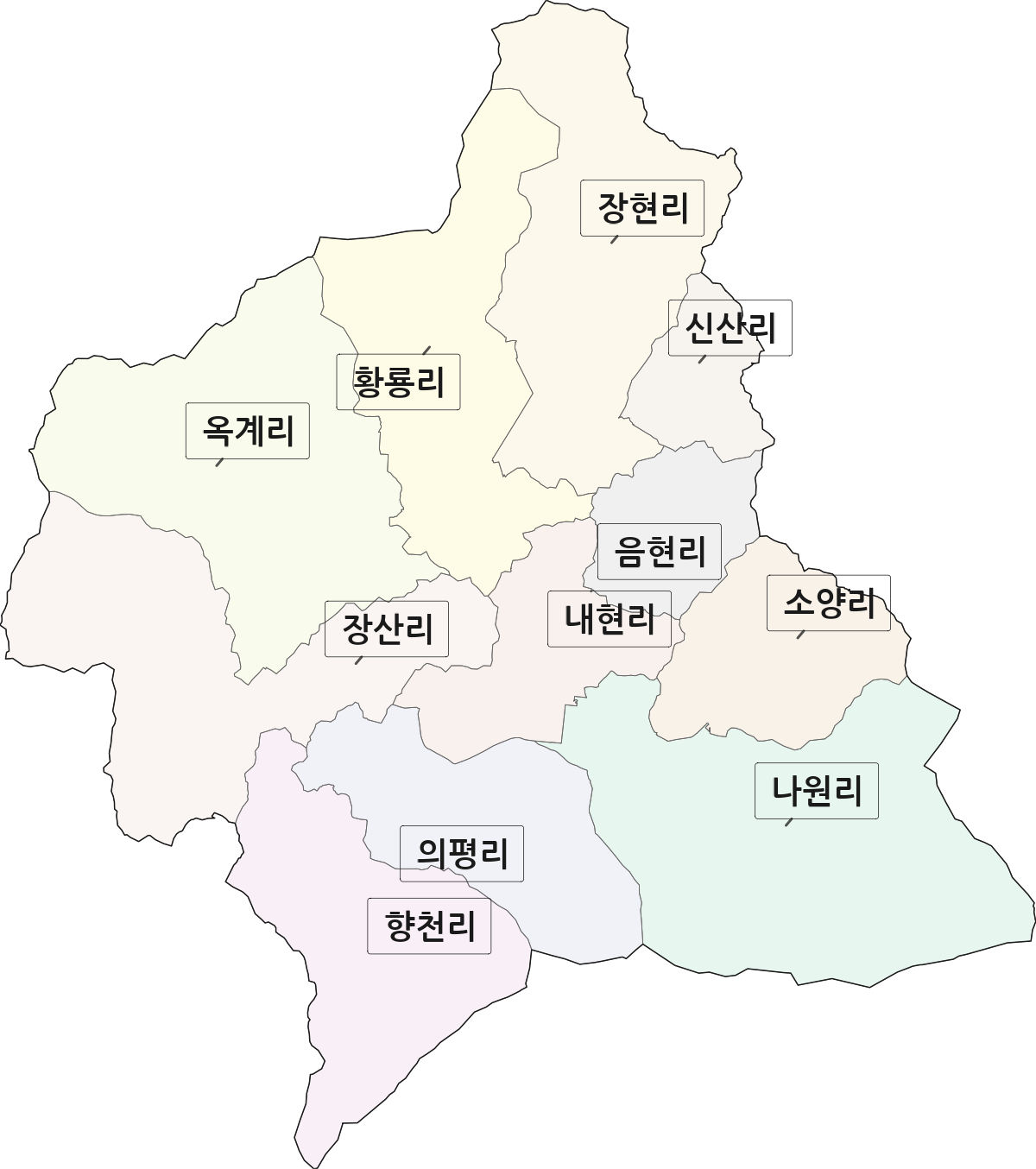 충청남도 보령시 청라면 법정동 리 구분 행정구역 경계 지도