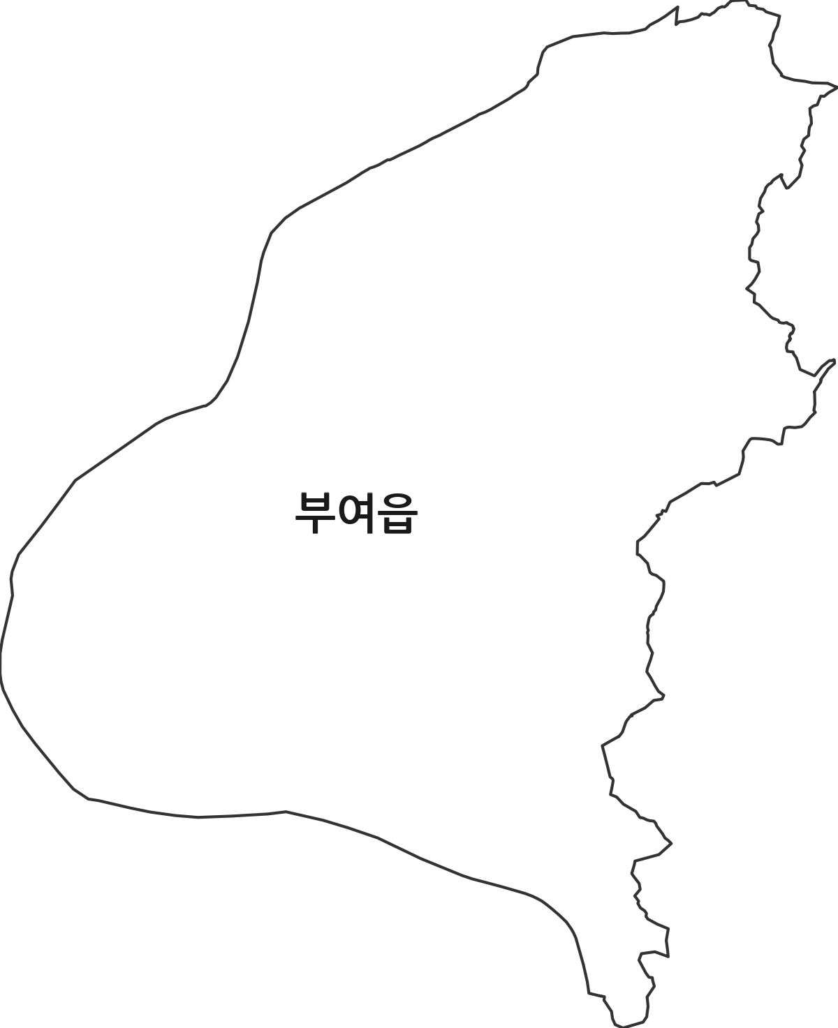 충청남도 부여군 부여읍 행정동 행정구역 경계 지도
