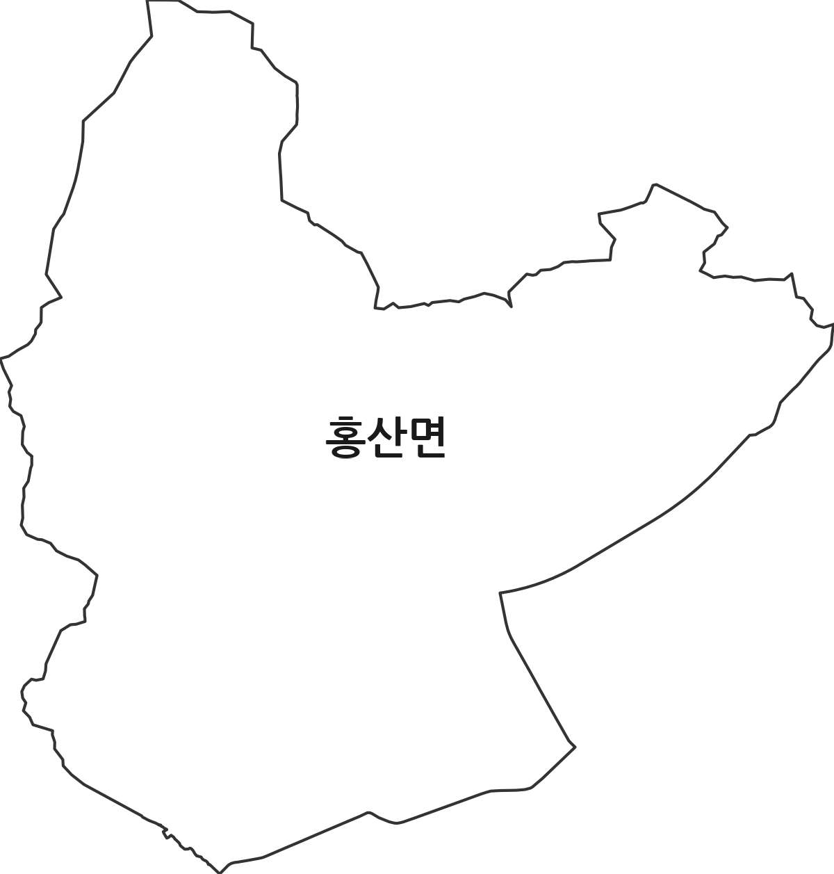 충청남도 부여군 홍산면 행정동 행정구역 경계 지도