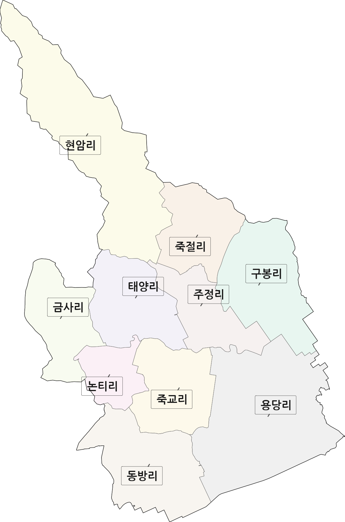 충청남도 부여군 구룡면 법정동 리 구분 행정구역 경계 지도