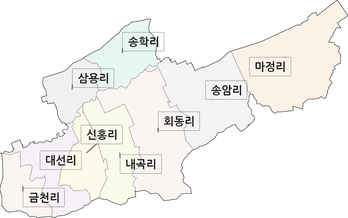 충청남도 부여군 남면 법정동 리 구분 행정구역 경계 지도